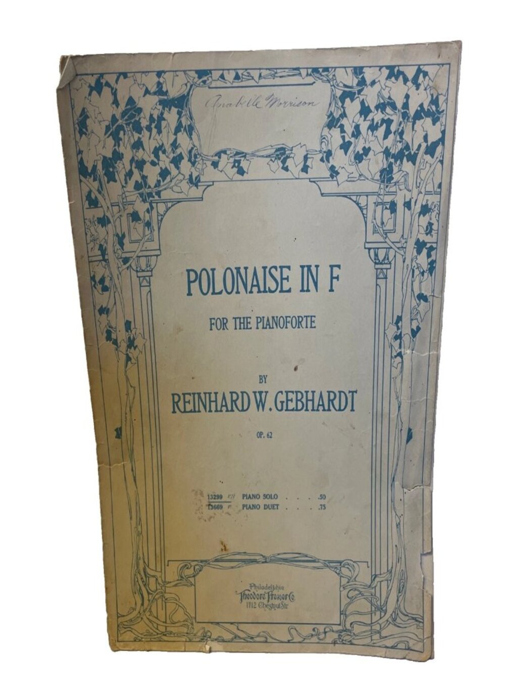 Polonaise In F Reinhard W. Gebhardt Op 62 Piano Sheet Music 1915 Theodore Presse